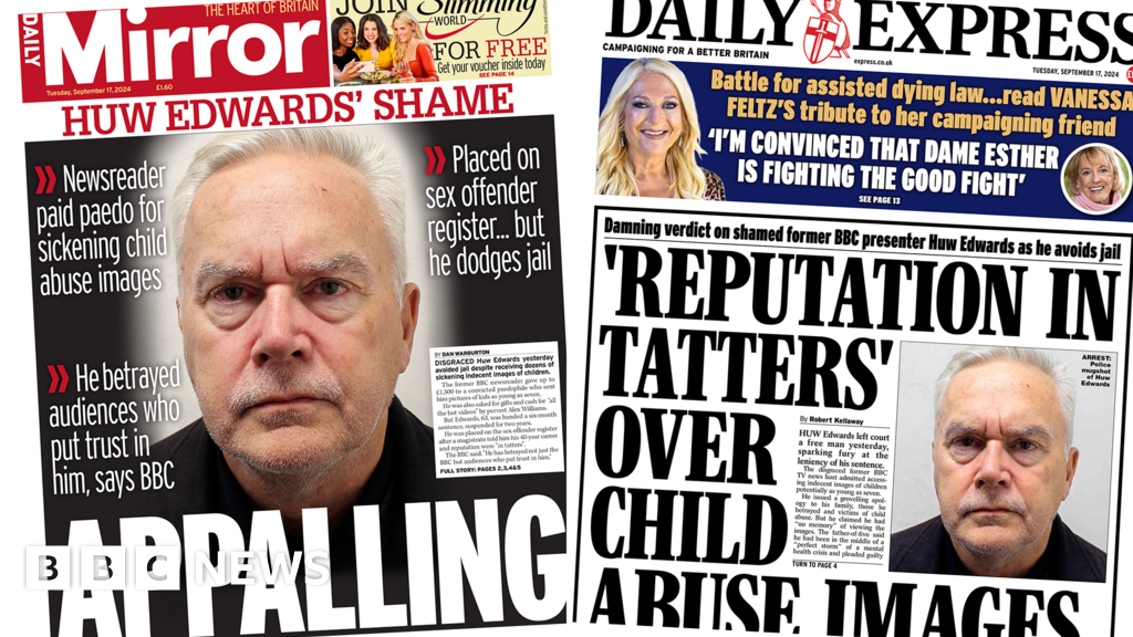 Newspaper headlines: ‘Huw Edwards’ ‘disgrace’ and ‘recognition in tatters’