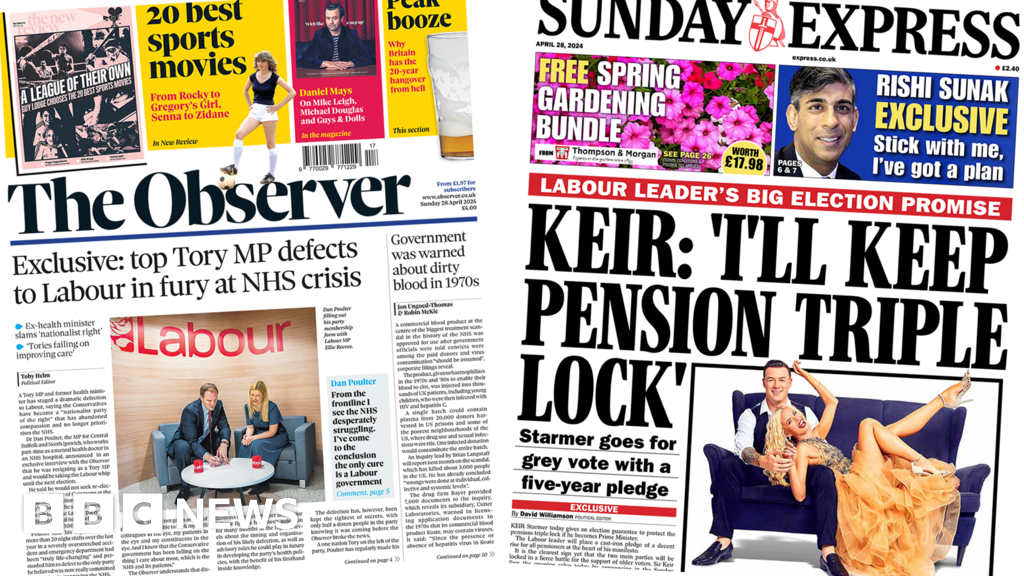 The papers: Tory MP defects and Labour 'would keep triple lock'