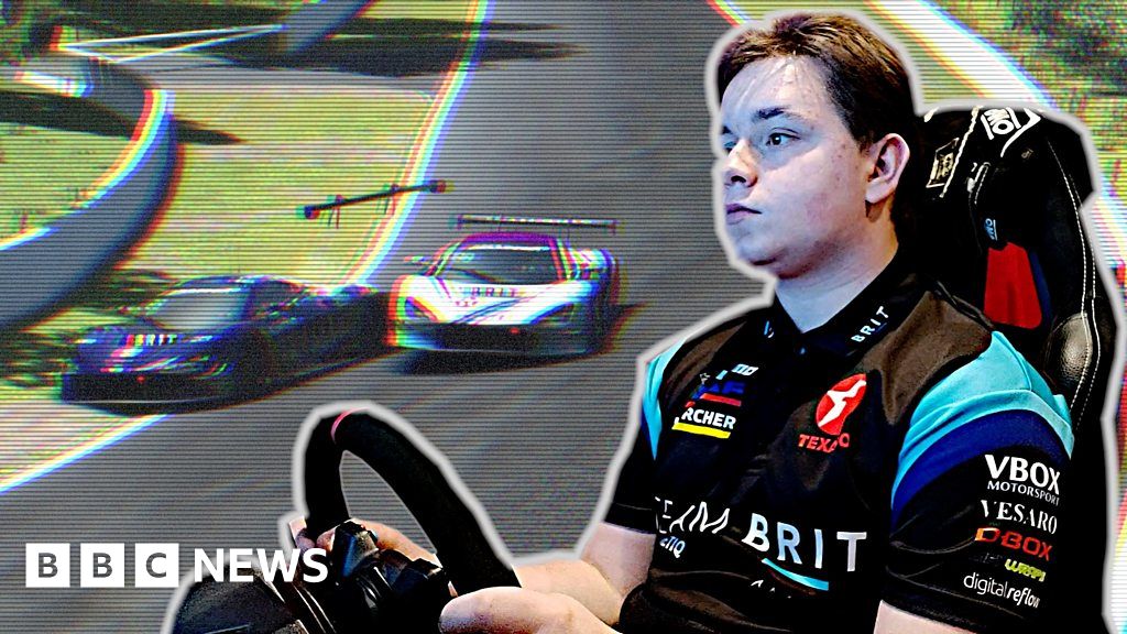Autistic racing driver takes on former F1 champion Jenson Button - BBC News