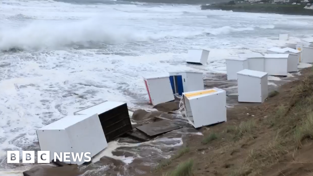 Storm Ellen washes away 'iconic' Woolacombe beach huts - BBC News