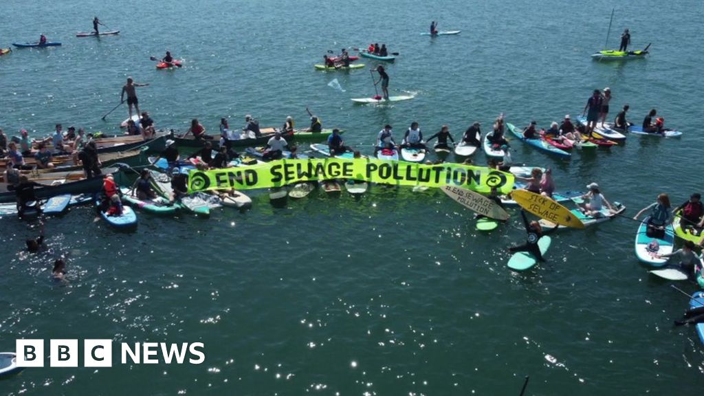 Campaigners In Devon And Cornwall Join Paddle Outs In Sewage Protests Bbc News