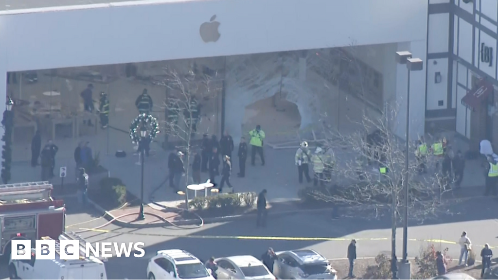One dead after vehicle crashes into Massachusetts Apple store