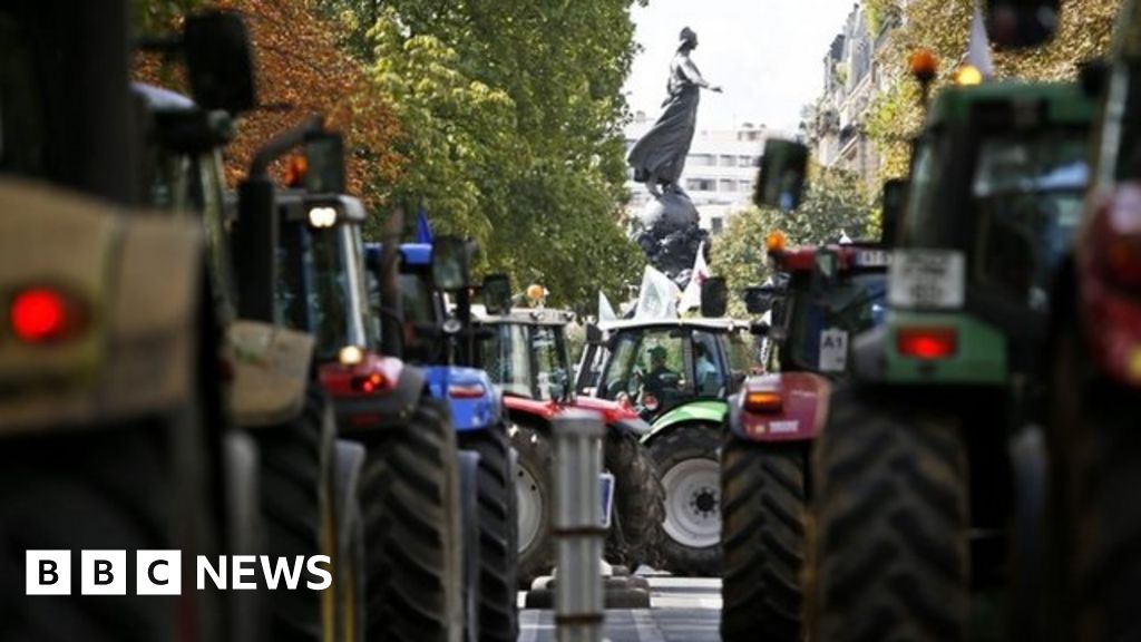 French Farmers Take Tractor Protest To Paris Bbc News