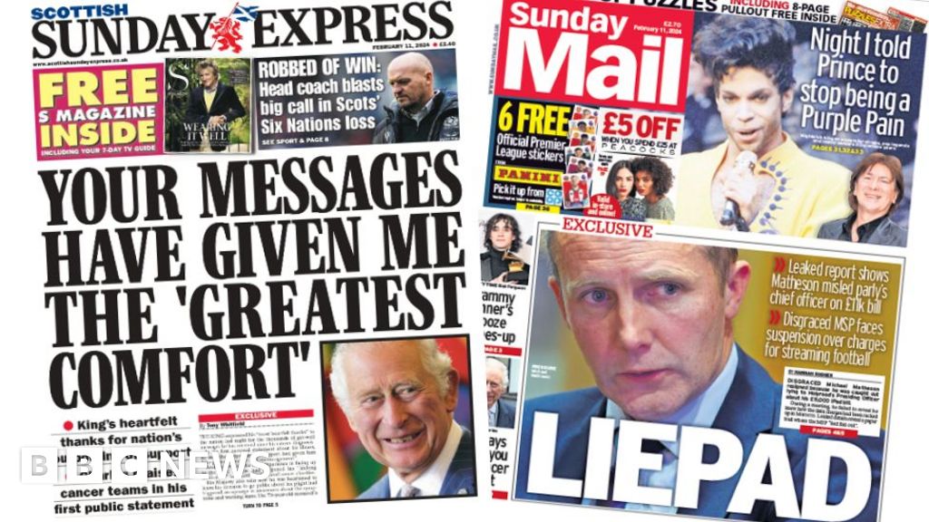 Scotland's papers: Matheson iPad report and King's thanks