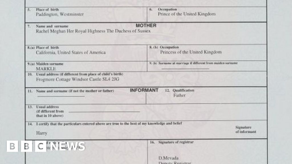 Five Things We Learned From Archies Birth Certificate Bbc News 