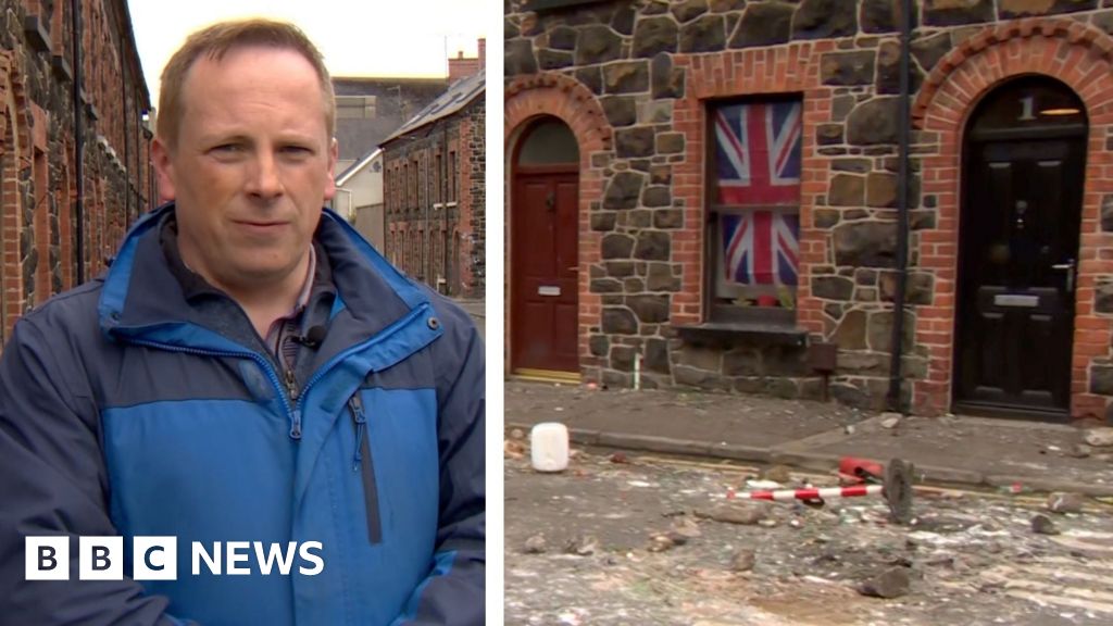 Wreckage strewn across the street - the scene in Ballymena