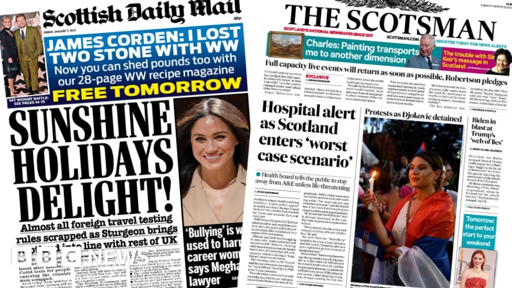 Scotland's papers: 'Sunshine holidays delight' and hospital warning