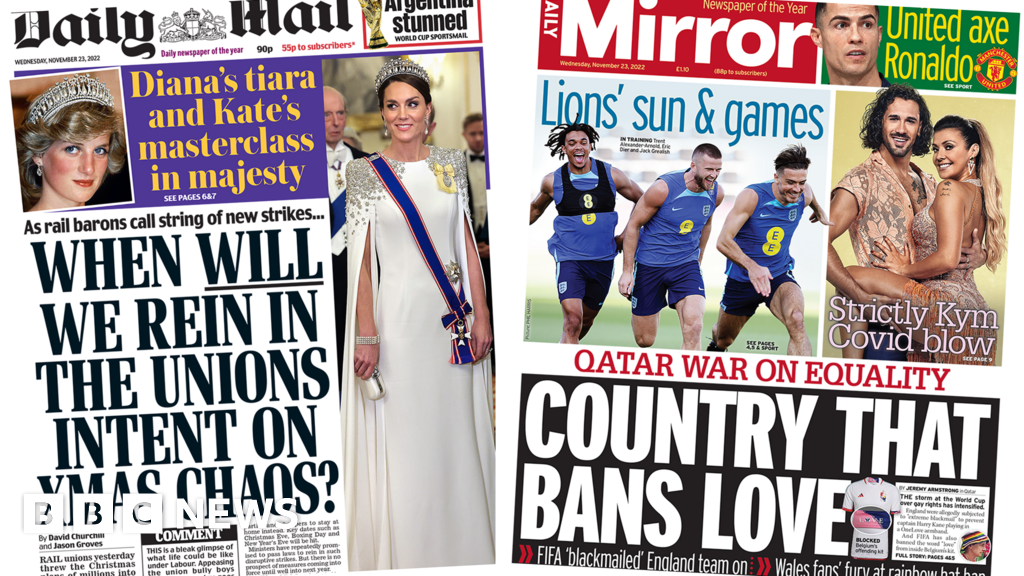 報紙頭條。聖誕罷工混亂 "和卡塔爾的 "平等戰爭