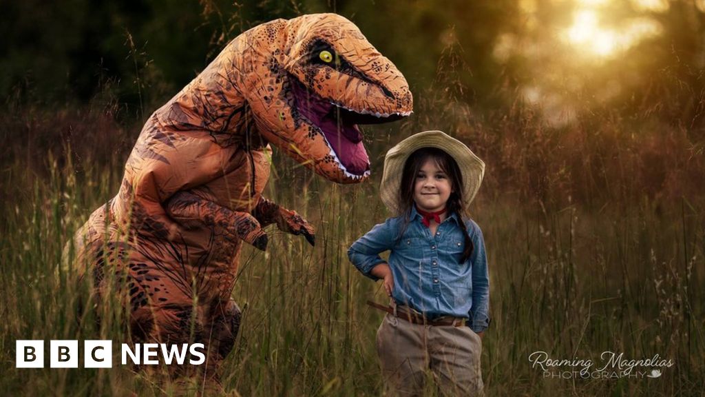 pix Kid Dinosaur Photoshoot boy with autism dresses as t rex for
