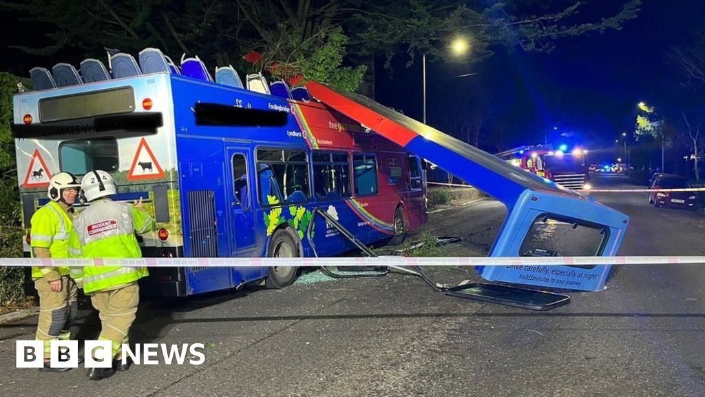 Double-decker bus has roof ripped off in Bournemouth crash
