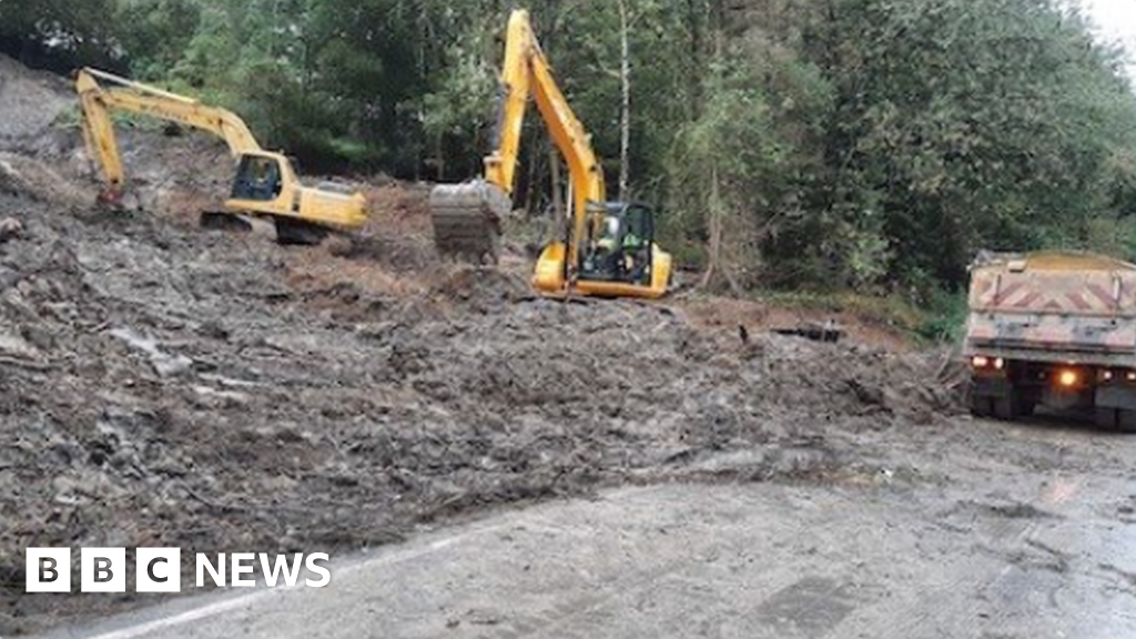 Powys landslide road 'monitored' after reopening BBC News