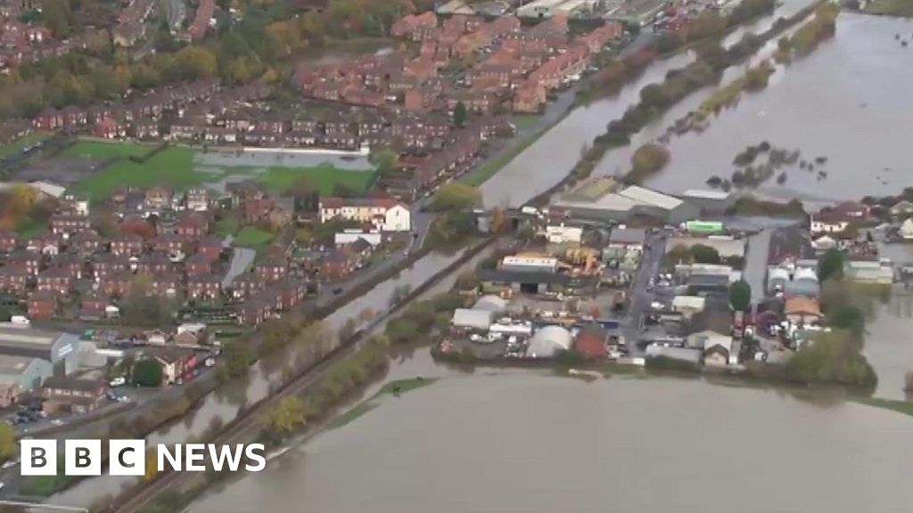 Helicopter captures footage of flooded South Yorkshire