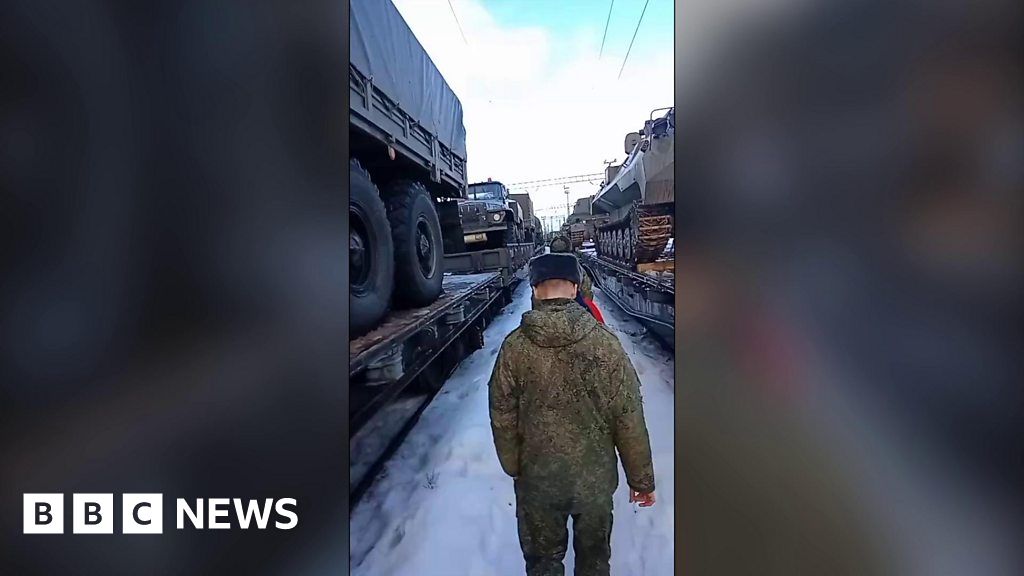 Videos show Russian equipment near Ukraine border
