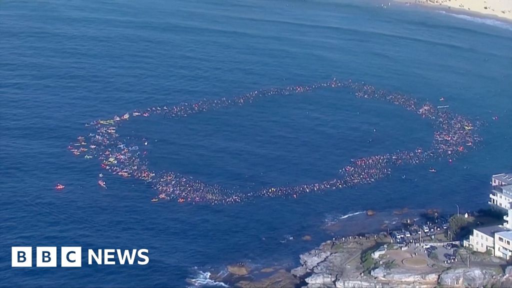 Surfers and swimmers pay tribute to victims of Bondi shooting