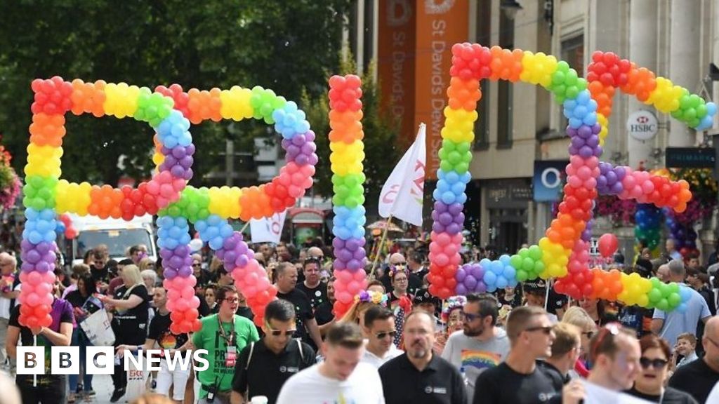 On parade at Pride Cymru in Cardiff BBC News