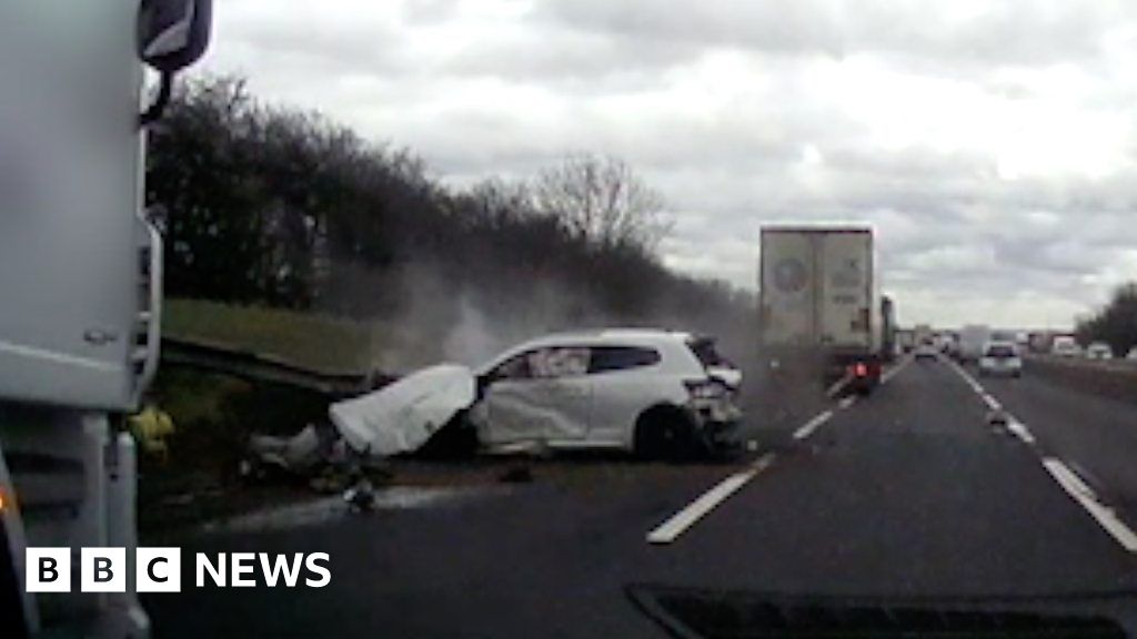 M1 Milton Keynes: 'Amazing' Escape From Lorry And Car Crash - BBC News