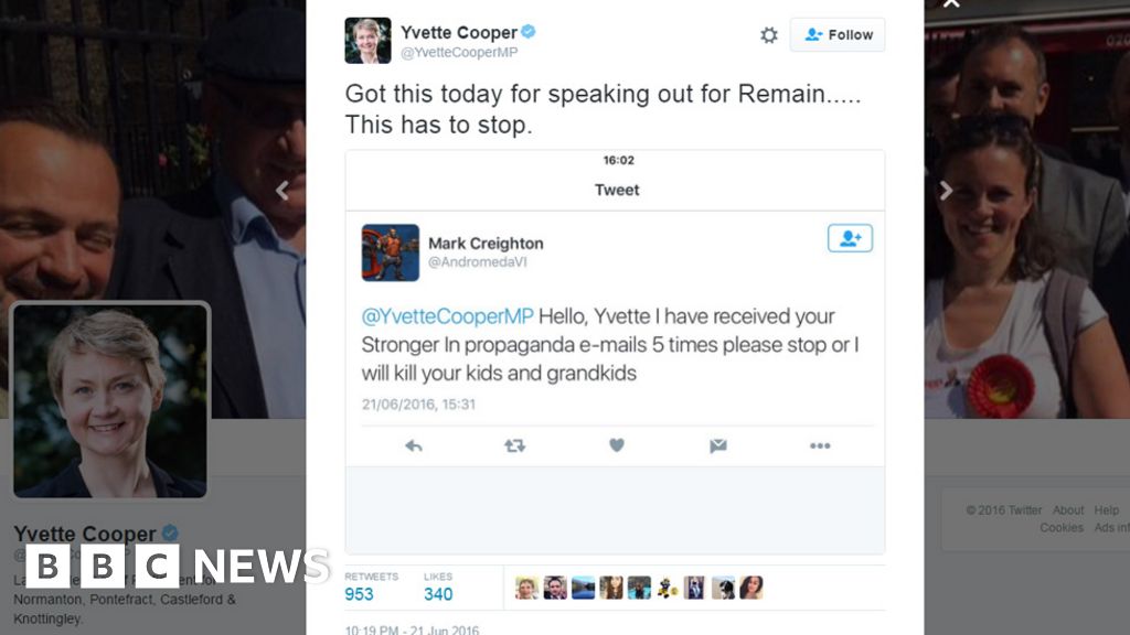 Labour MP Yvette Cooper contacts police after Twitter death threat