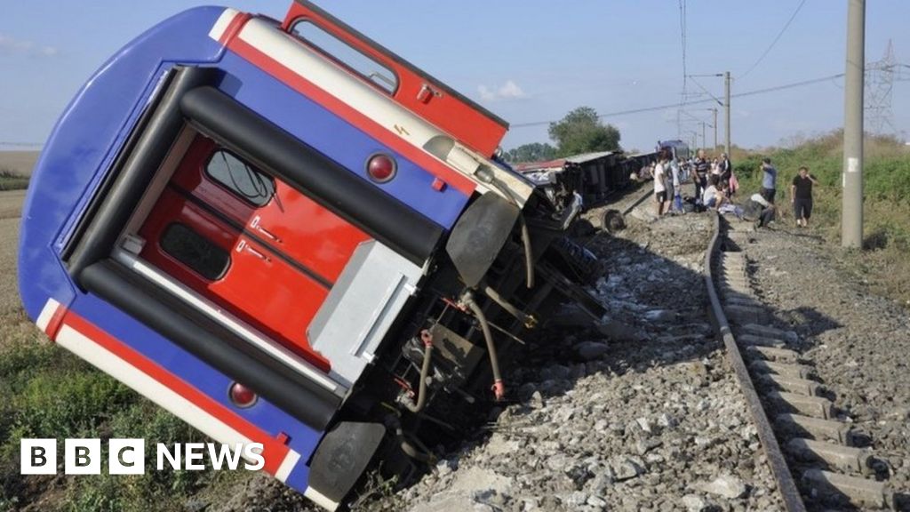 A derailed train in Turkey