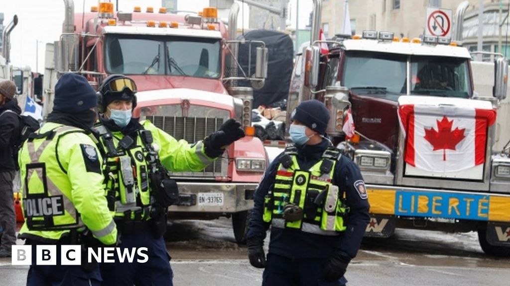 Canada truckers: Arrests as police warn of 'volatile' protesters