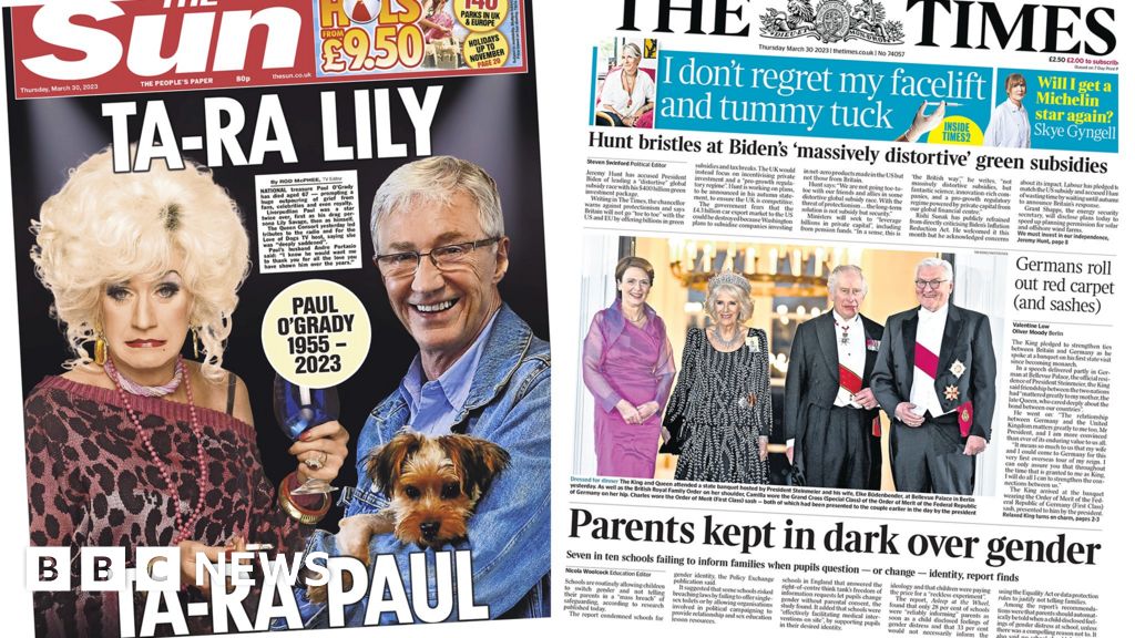 The Papers: 'Ta-ra Paul' and 'gender ideology in schools'