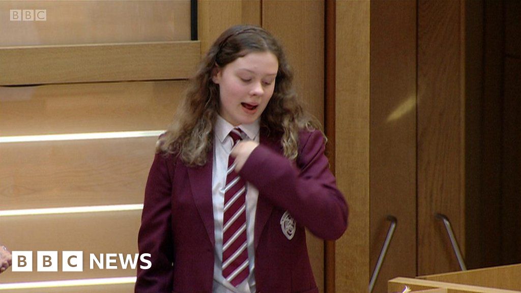Falkirk High School pupil's sign language address to MSPs - BBC News