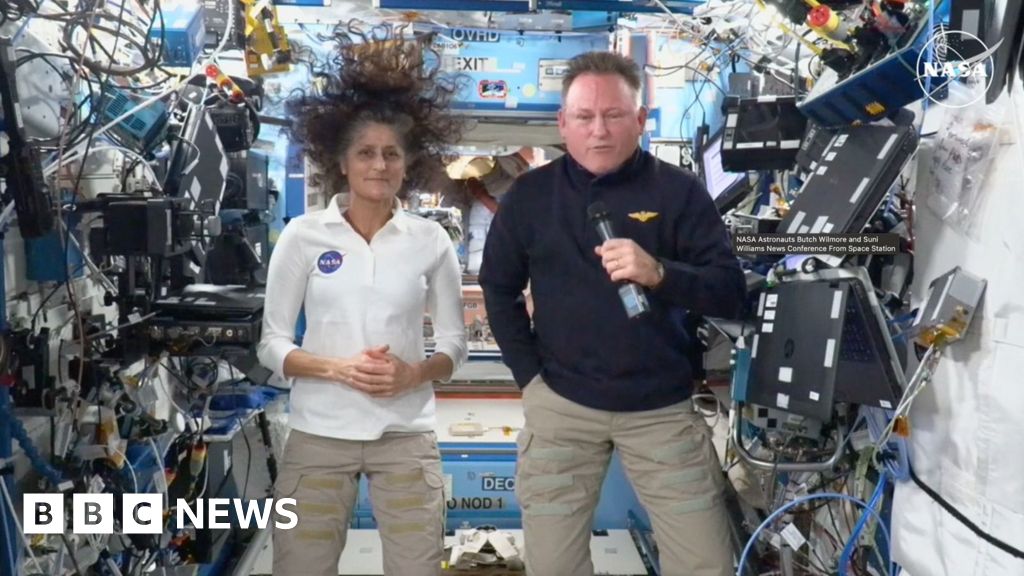 Two US astronauts stranded in space for eight months have said it was hard to watch their malfunctioning craft depart the International Space Station 