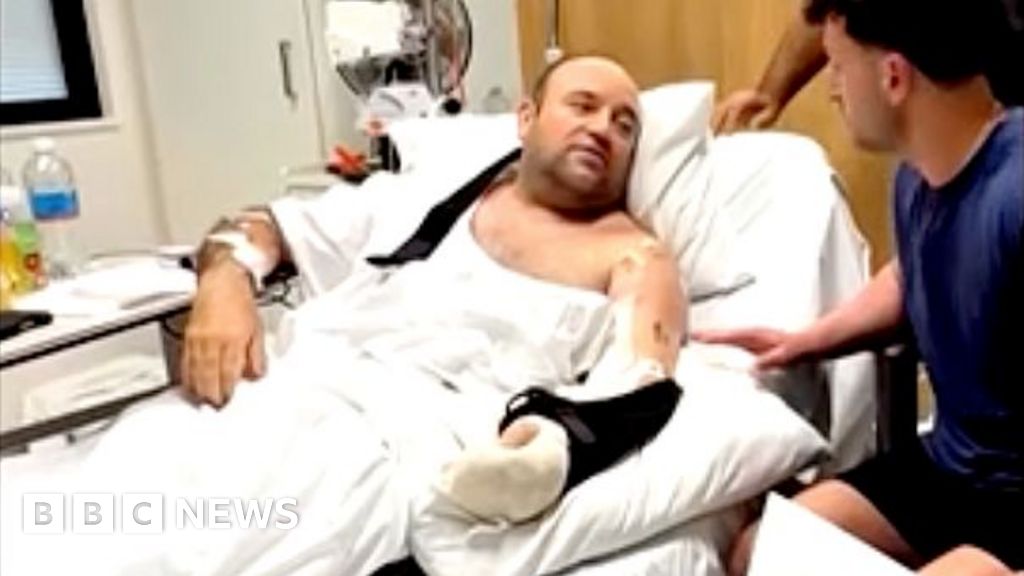 Watch: Bondi hero Ahmed Al Ahmed gifted A$2.5m (£1.24m) in his hospital bed