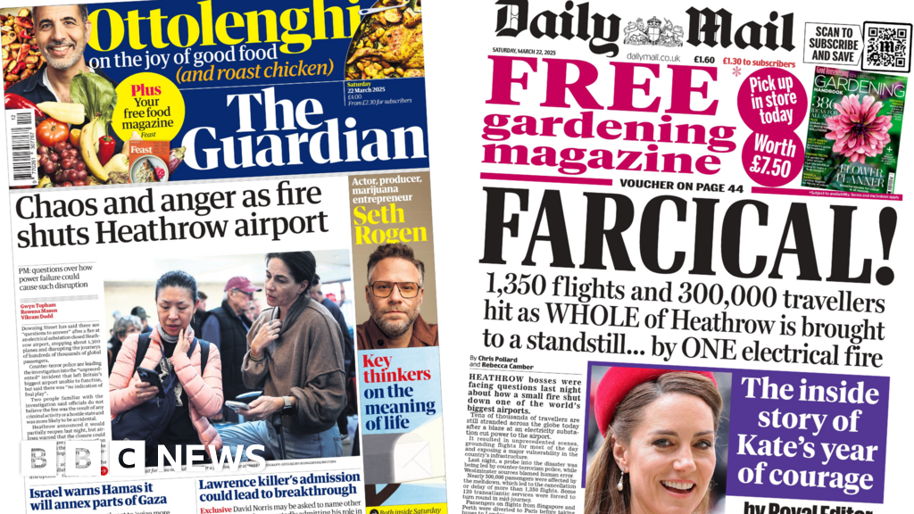 The Papers: 'Heathrow's day of chaos' and 'Kate's year of courage'