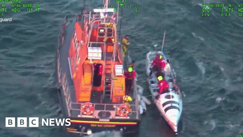 Rowers rescued after hitting bad weather on Irish Sea BBC News