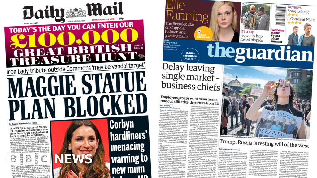 Newspaper headlines: Thatcher statue cancelled and businesses make ...