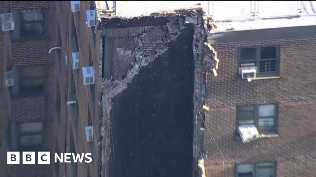 Aerial footage shows partial collapse of Bronx apartment building