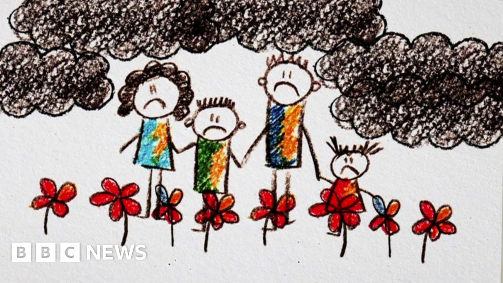 A drawing of an unhappy family