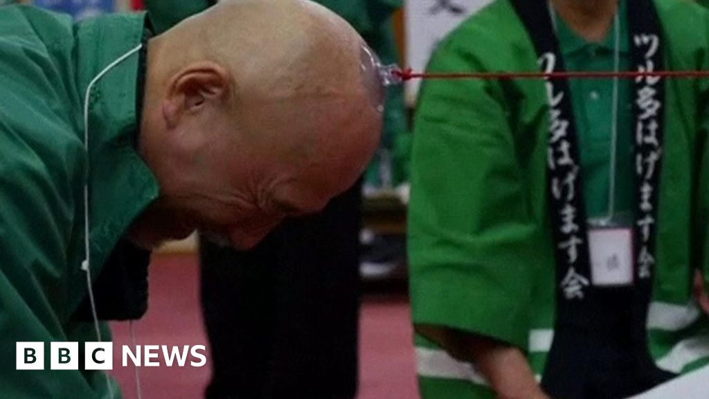 Japanese Bald Men Celebrate Pull Factor With Special Tug Of War Bbc News 