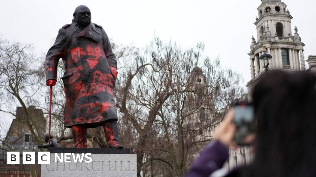 Man charged after Churchill statue defaced, police say