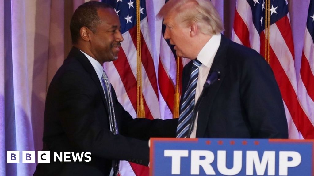 Ben Carson confirms backing for Donald Trump for US presidency BBC News