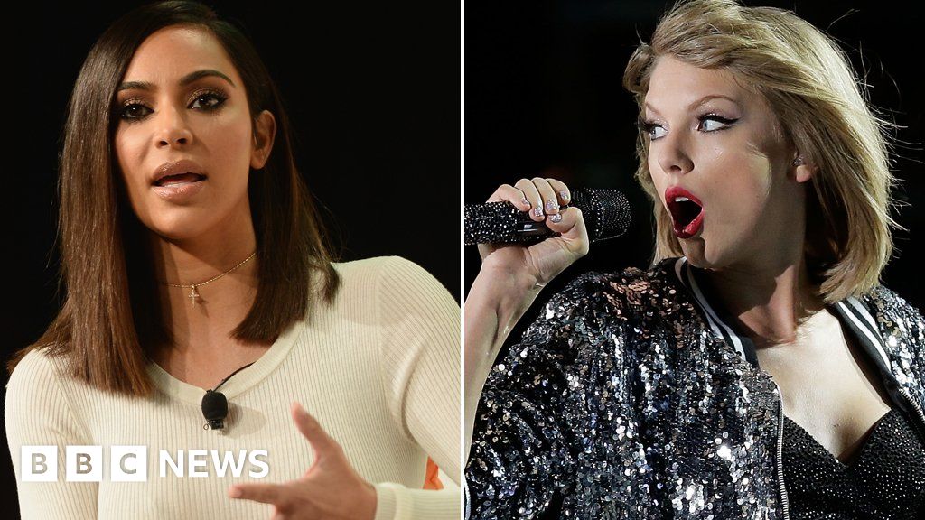 Taylor Swift Interracial Porn Captions - Taylor Swift and Kim Kardashian in war of words over leaked call - BBC News