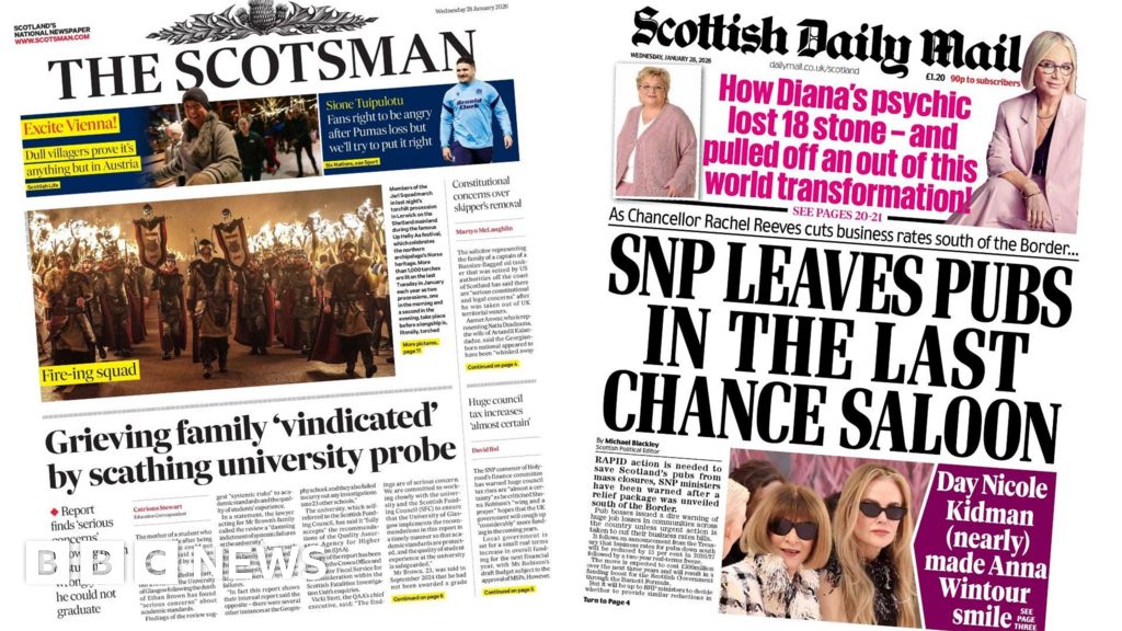 Scotland's papers: University's 'failings' and rates pressure on pubs