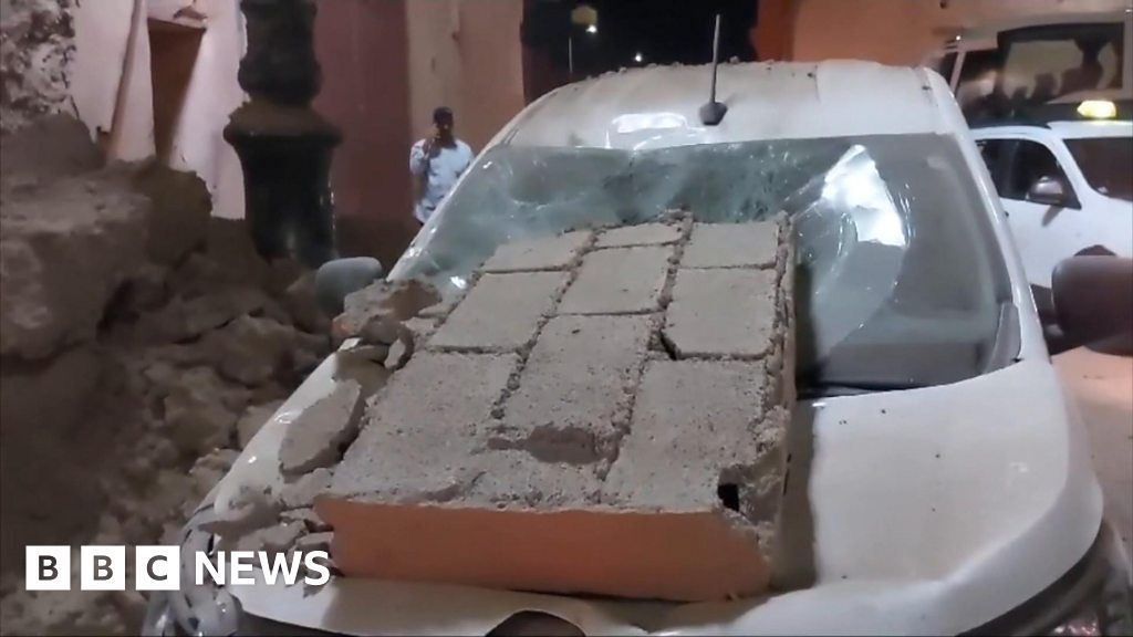 Piles of rubble left in street after deadly Morocco quake