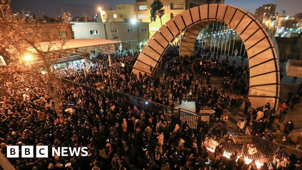 Iranians Hold Angry Protest Over Downed Plane Bbc News