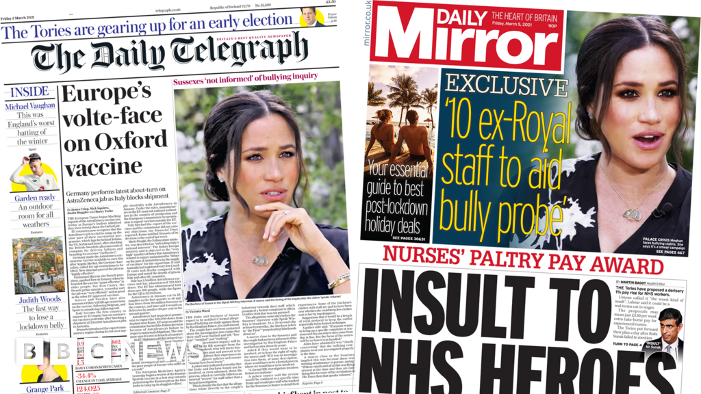 Newspaper Headlines Nhs Pay Insult And Eu Vaccine Volte Face Bbc News