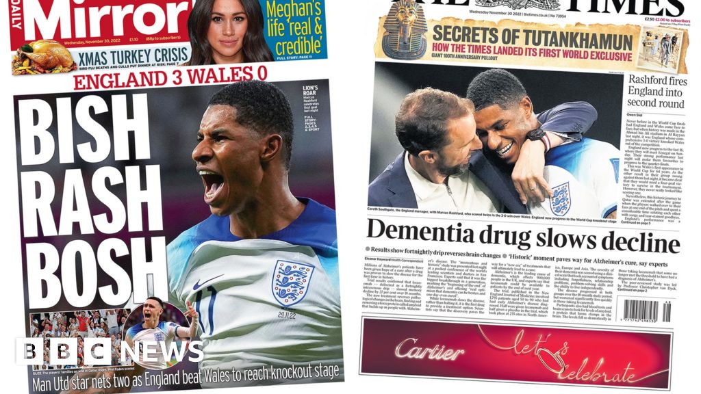 Newspaper headlines: ‘Rampant England march on’ and Alzheimer’s progress