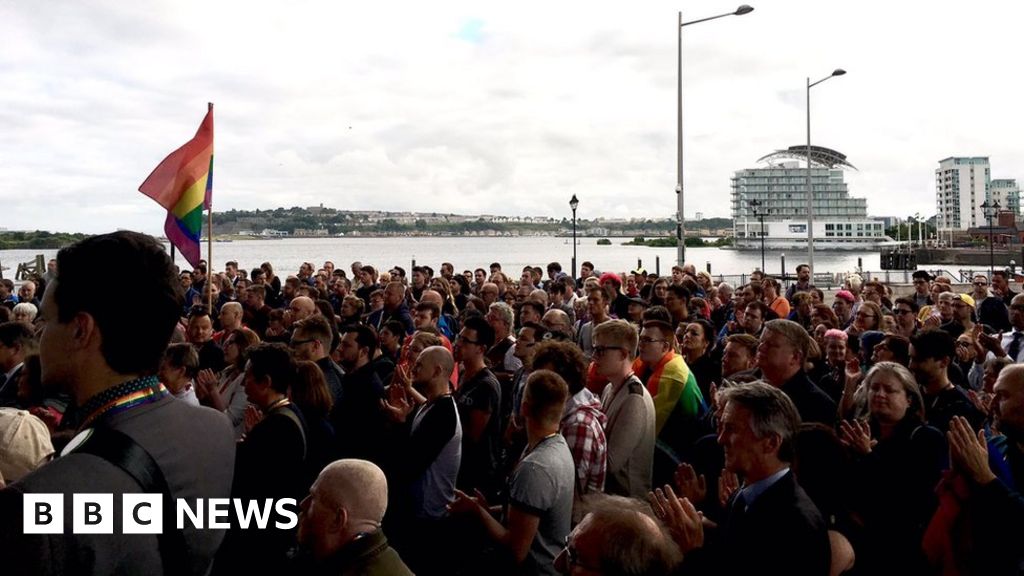 Orlando shooting Hundreds attend Cardiff vigil BBC News