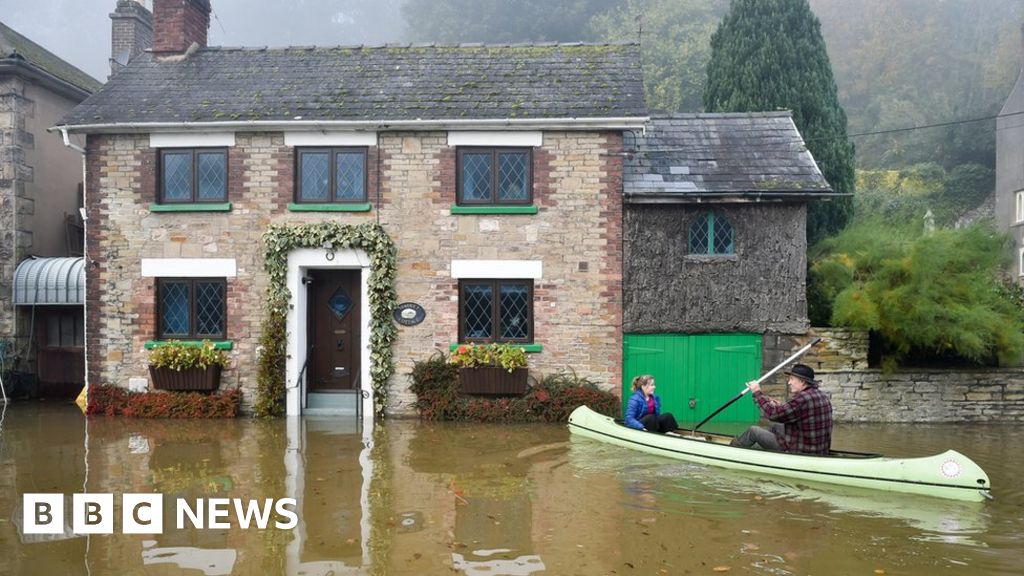Road flooded in Gloucestershire village of Lower Lydbrook BBC News