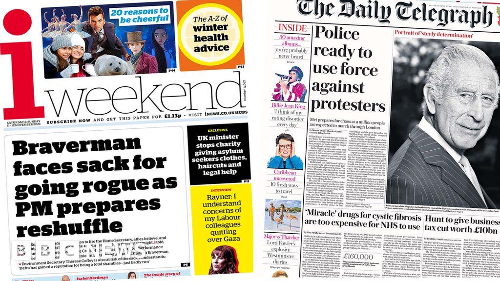 The Papers: Police ready to use force and Braverman faces sack