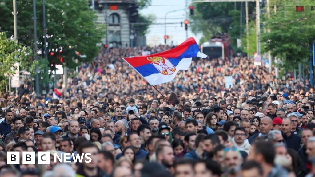 Serbia shootings: Tens of thousands join protests