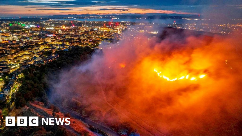 Firefighters tackling the blaze at Arthur's Seat in Edinburgh