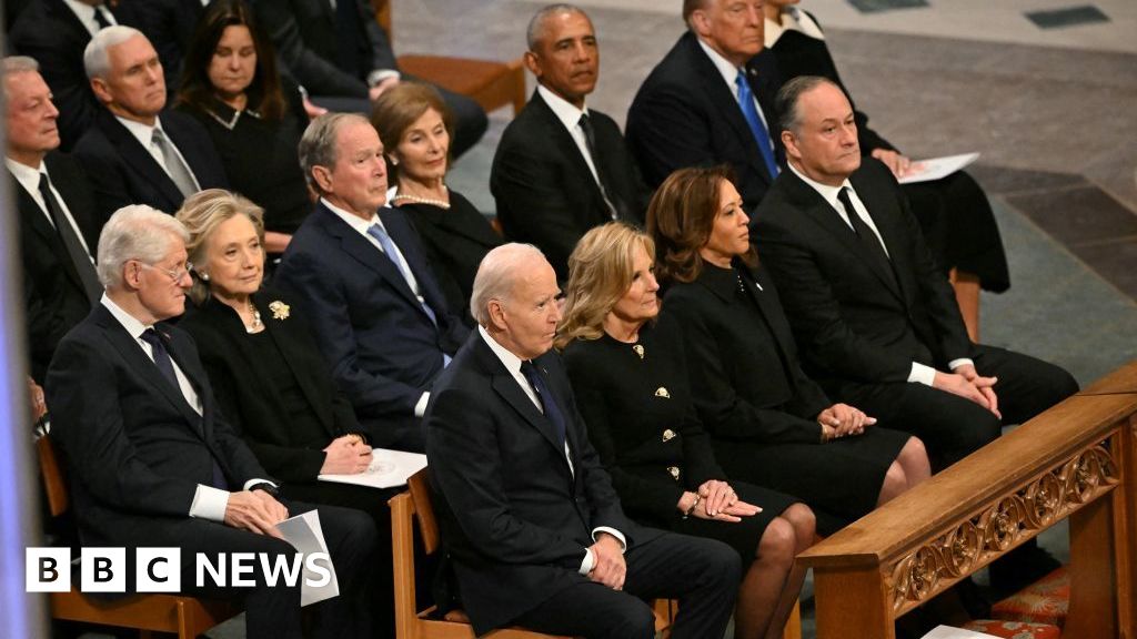 In pictures: Handshakes, smiles and stares as five presidents meet at Carter's funeral