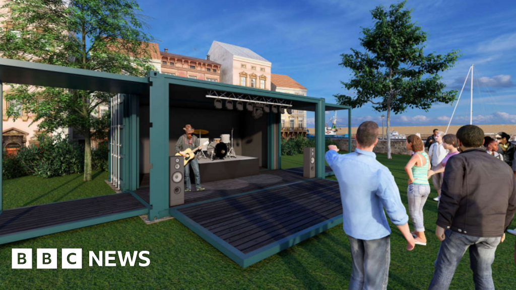 Plans for an Amphitheatre-style stage, bar and marquee Space in Maryport