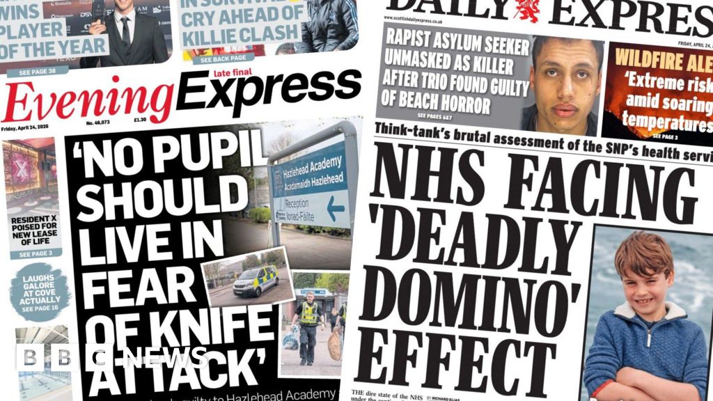 Scotland's papers: School knife attack and 'serious' NHS issues