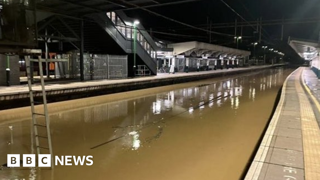 Northampton train station and roads closed by flooding